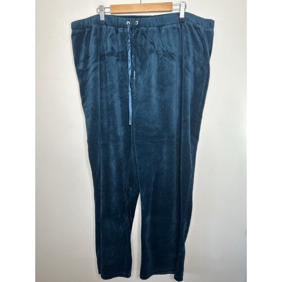 Catherine's Pants Women's Blue Straight Leg Velour Lounge Casual Soft Size 3X - Picture 1 of 8